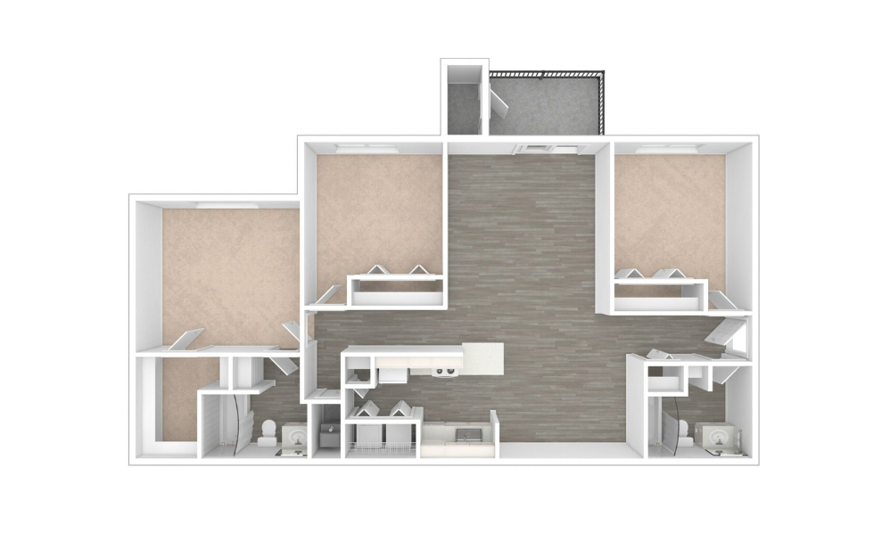 3D Unfurnished Floorplan -  Devonshire